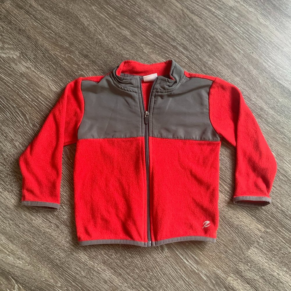 Boy's Red & Grey Zip Up Fleece Jacket